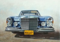 S. M. Fawad, Mercedes Car Karachi, 38 x 53 Inch, Oil on Canvas, Realistic Painting, AC-SMF-119